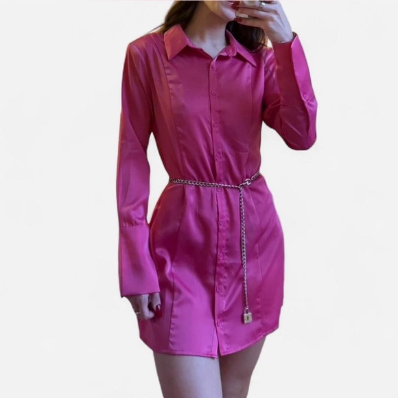 Missguided Vibrant Pink Mini Dress - Picture 6 of 6